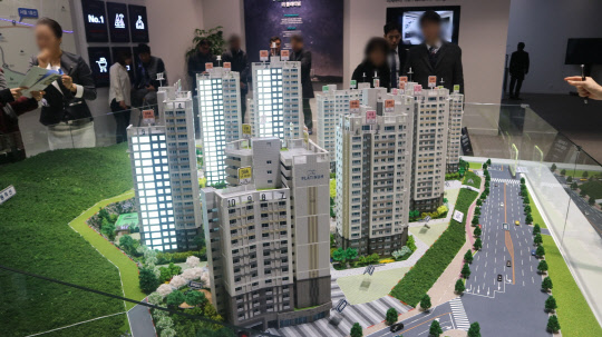 부평 더 플래티넘 쌍용 단지 모형도. <이상현 기자>